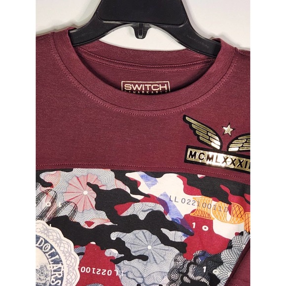 Switch Remarkable Golden Eagle Currency Short Sleeve Shirt Adult L Black Red - Picture 6 of 9